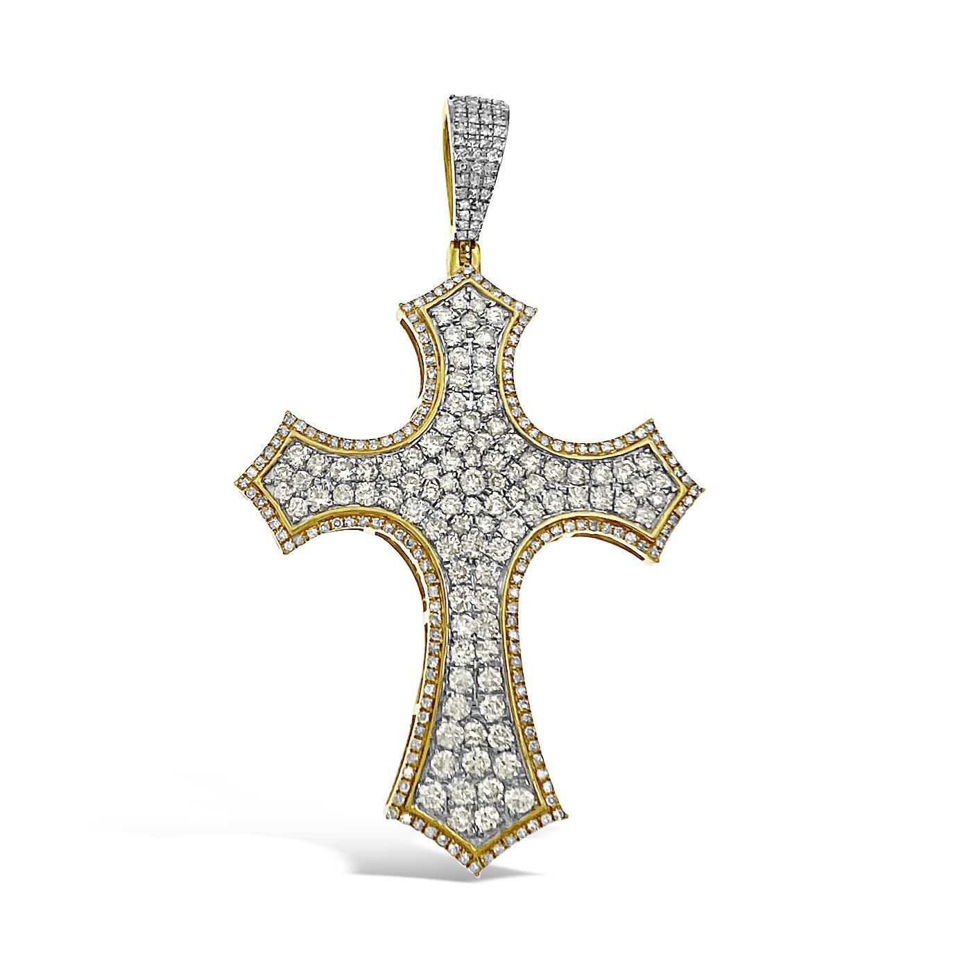 3.00ctw Diamond Cross Pendant Charm 14k Yellow Gold