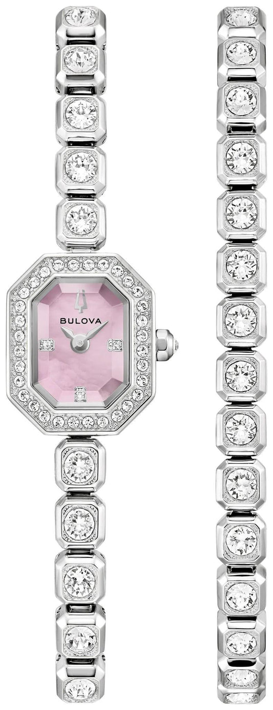 Bulova Crystal Box Set Pink Mother-of-Pearl Dial Women's Watch 96X168