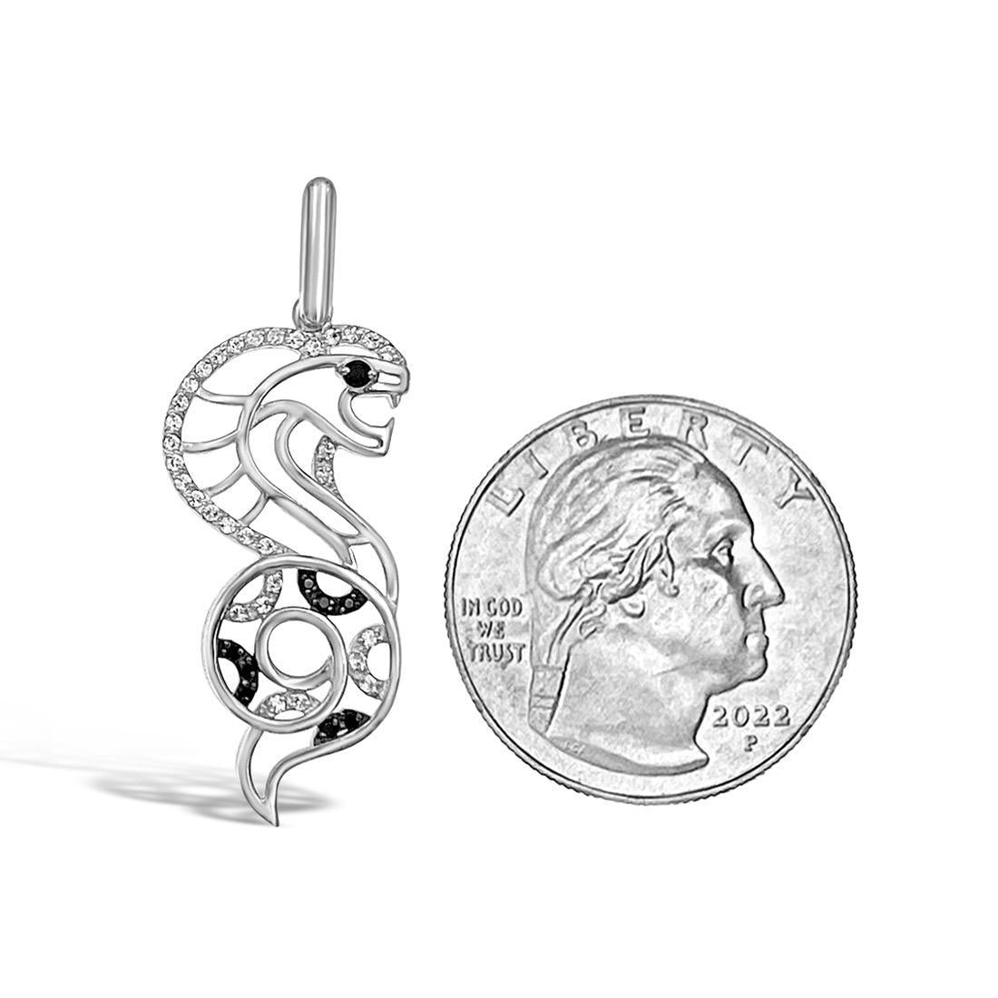 14k White Gold Snake Pendant Charm 1.5"