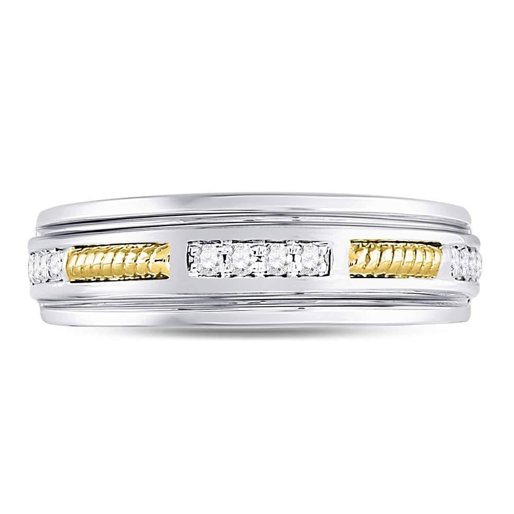 1/5cttw Diamond Mens Wedding Band 10k Two-tone Gold