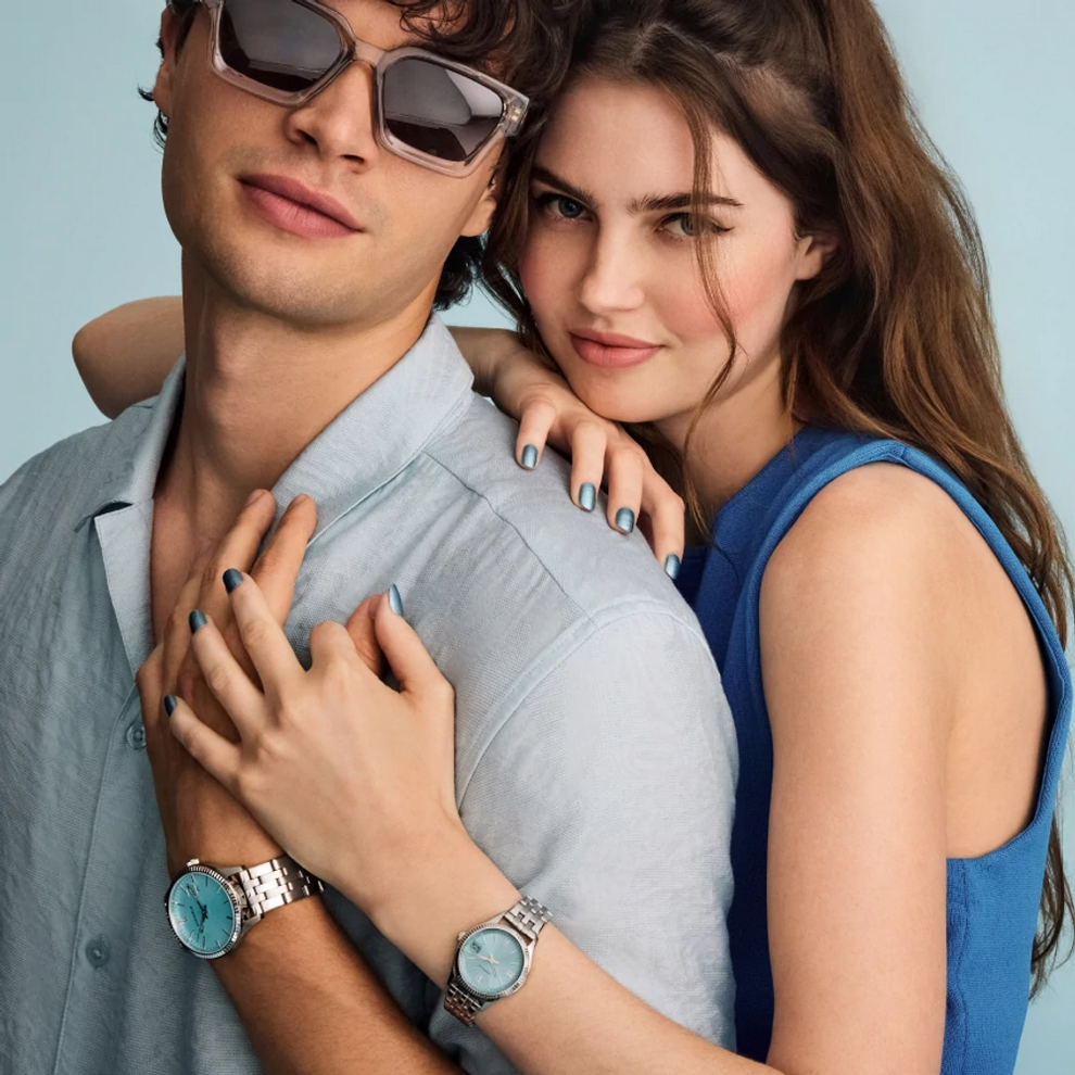 Caravelle by Bulova Dress Silver Tone Light Blue Dial Mens Watch 43B174