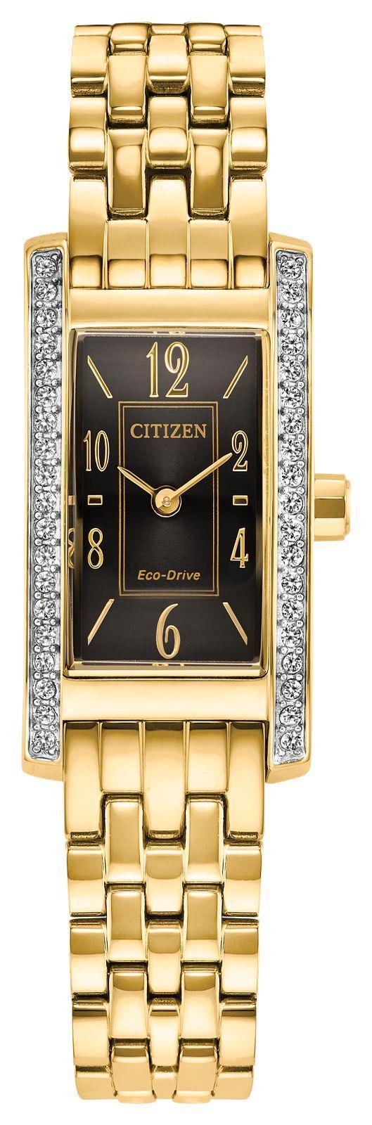Citizen Petite Palidoro Crystals Black Dial Eco-Drive Womens Watch EG7112-59E