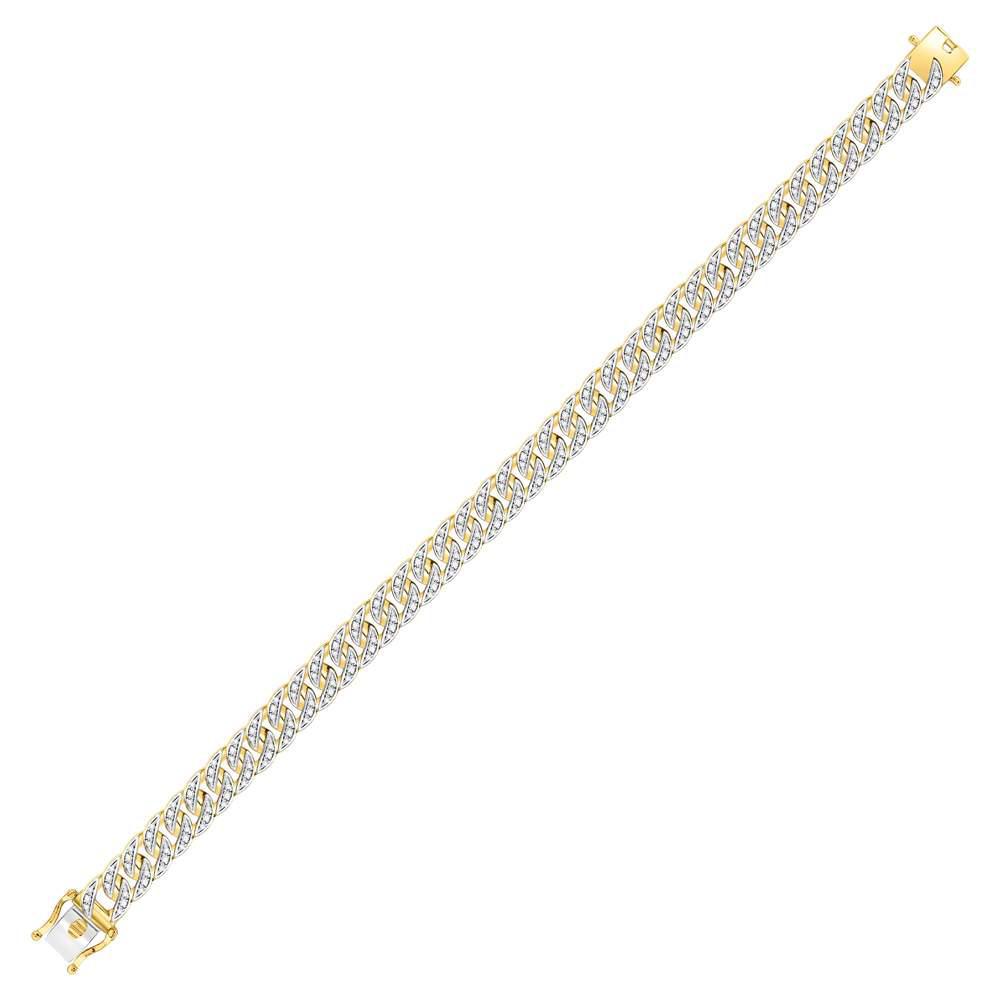 1.75 Cttw Round Diamond Cuban Link Bracelet  10k Yellow Gold