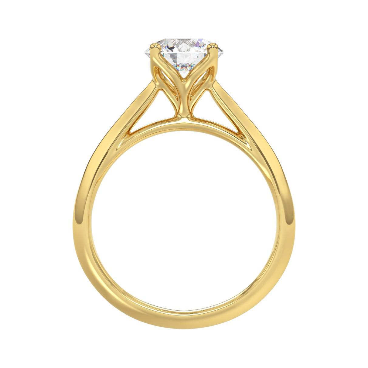 1.50 ct Lab Grown Round Diamond Solitaire Engagement Ring 14k Yellow Gold