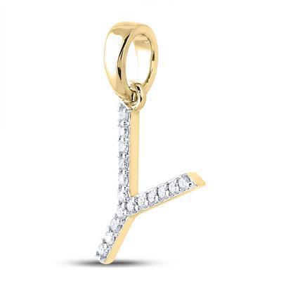 Diamond Letter Initial Y Pendant Charm 10k Yellow Gold