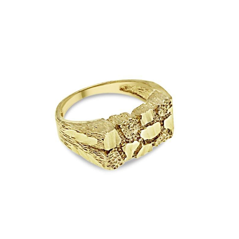 10K Yellow Gold Nugget Men's Ring