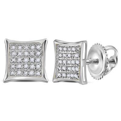 Diamond Stud Earrings 10k White Gold Square Screw back