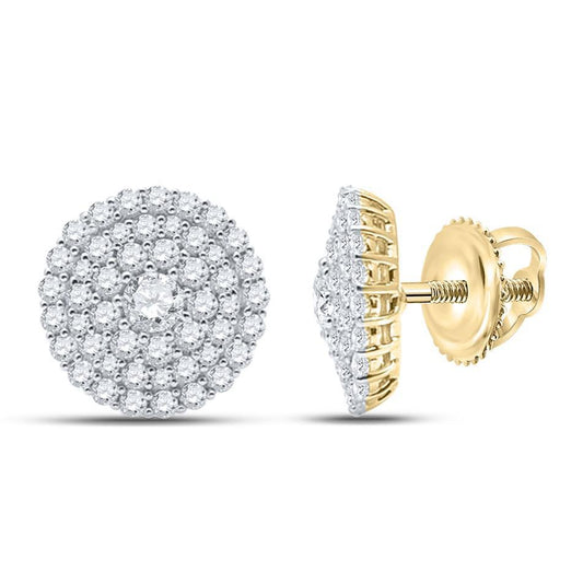 1.00cttw Diamond Round Stud Earrings 14k Yellow Gold Screw Backs