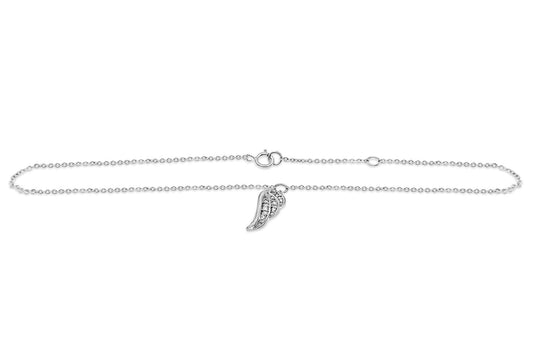 Diamond Round Wing Anklet Bracelet Ankle 10k White Gold 9"