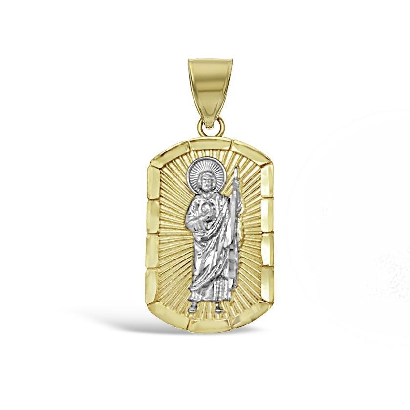 14K Yellow Gold Two Tone Saint Jude Pendant
