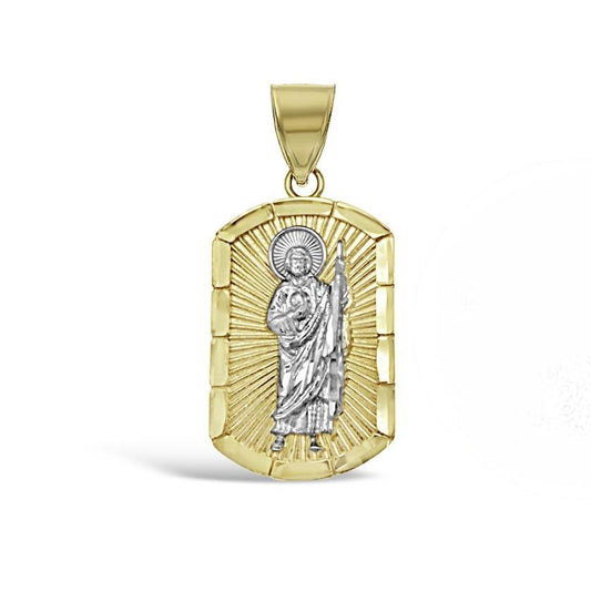 14K Yellow Gold Two Tone Saint Jude Pendant