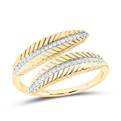 Diamond Bypass Leaf Ring Round 10K Yellow Gold