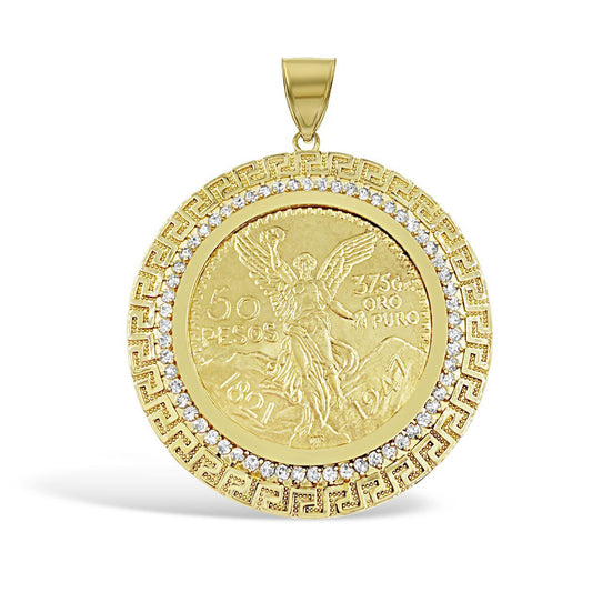 Real 14k Gold Solid Mexican Centenario 50 Pesos 1947 Coin Pendant