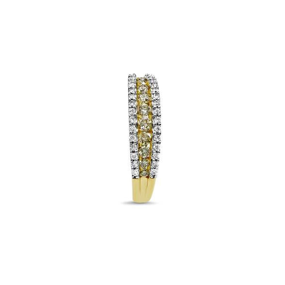 Yellow and White Diamond Multi-Row Band in 14K Yellow Gold