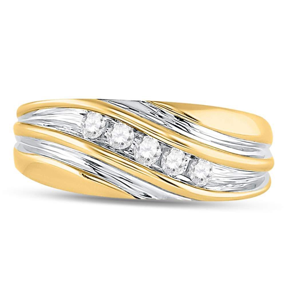0.25 cttw Diamond Wedding Anniversary Mens Band Ring 10k Yellow Gold