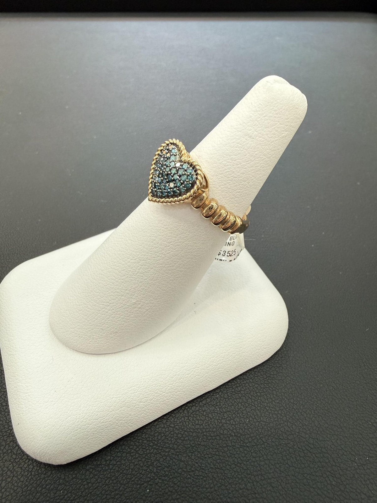 0.25ctw Blue Diamond Heart Ring 10K Yellow Gold