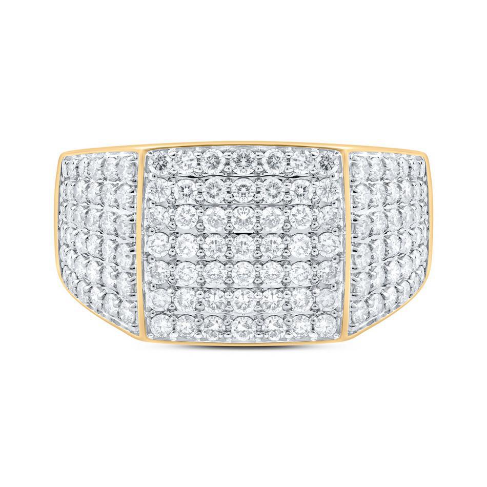 1.55ctw Diamond Mens Signet Ring 10K Yellow Gold Pave Statement Band