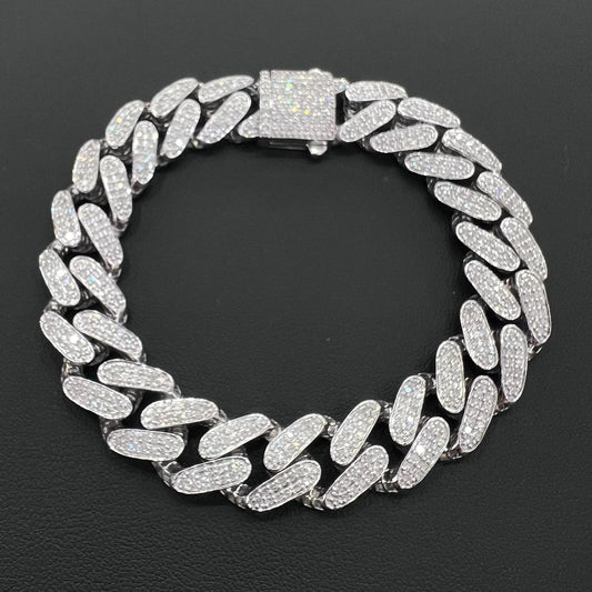 4.21cttw Diamond Miami Cuban Link Chain Mens Bracelet Real 10k White Gold 13mm