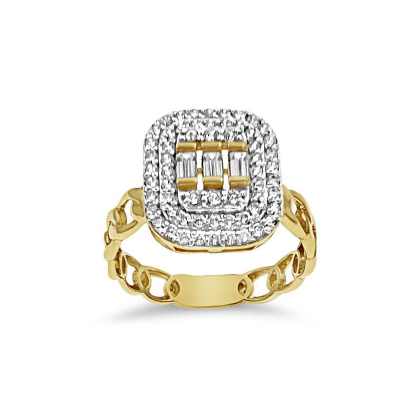 14k Yellow Gold Cuban Link Chain Ring
