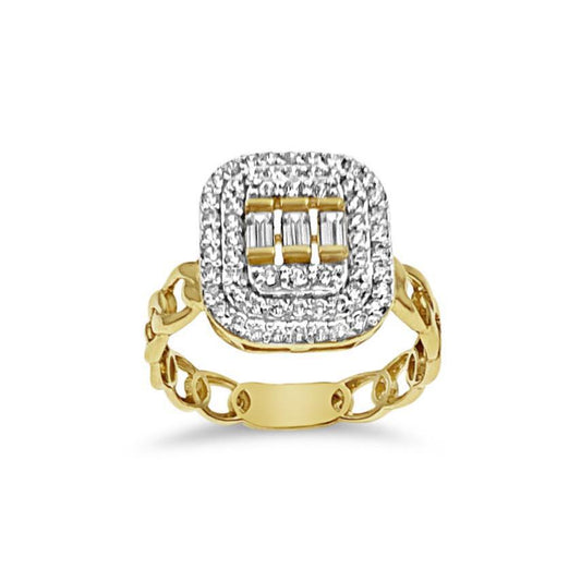 14k Yellow Gold Cuban Link Chain Ring