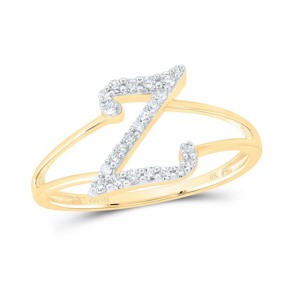 Diamond Initial Letter Z Ring 14k Yellow Gold