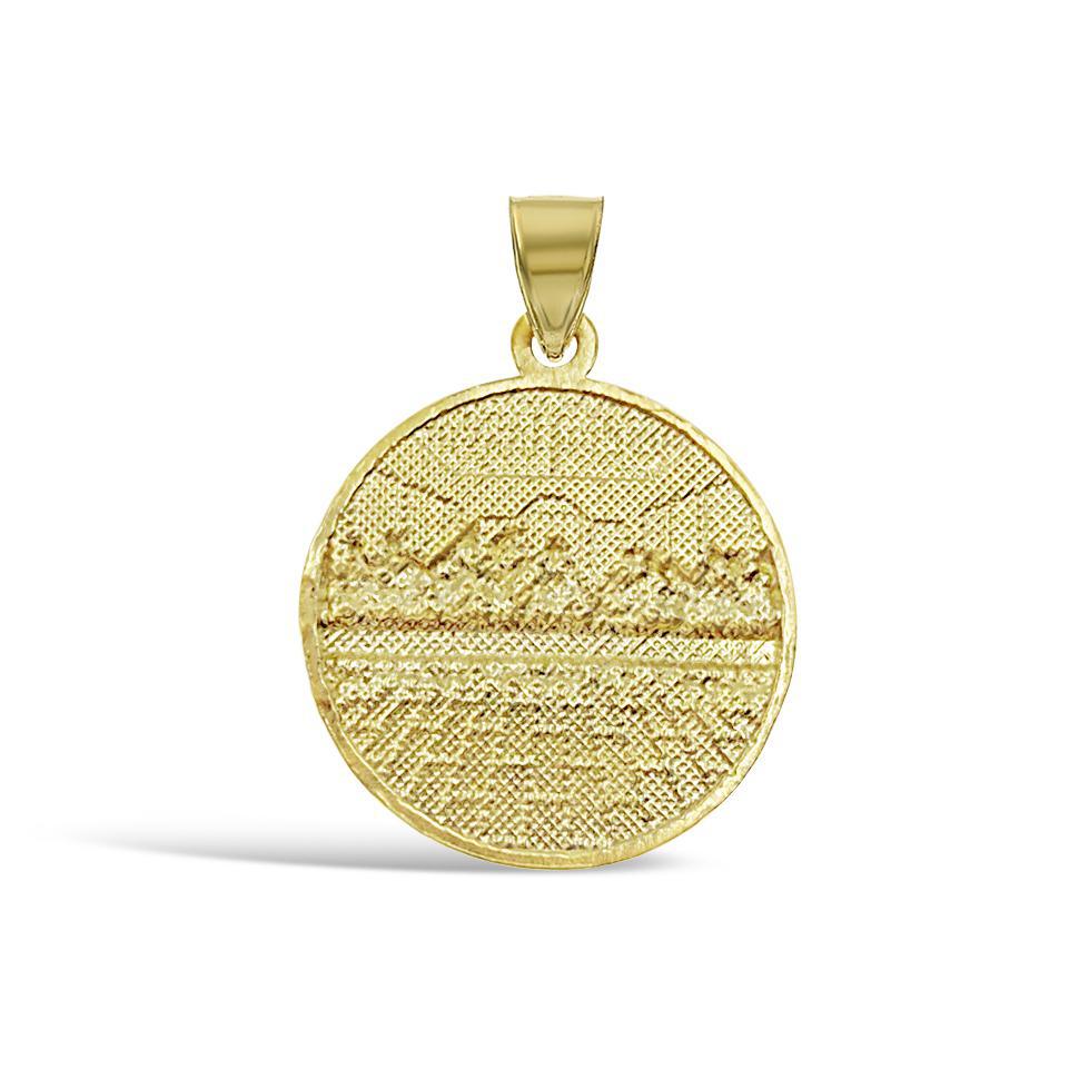 Last Supper Round Pendant Charm 10k Two Tone Gold 0.8 inch