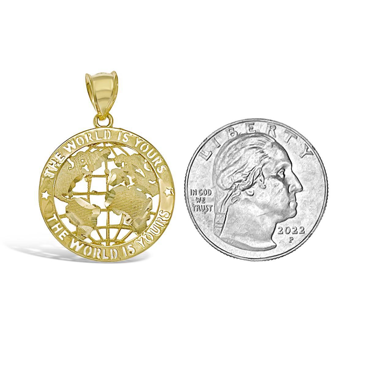 World Globe Pendant 10k Gold The World is Yours Charm 1.3"