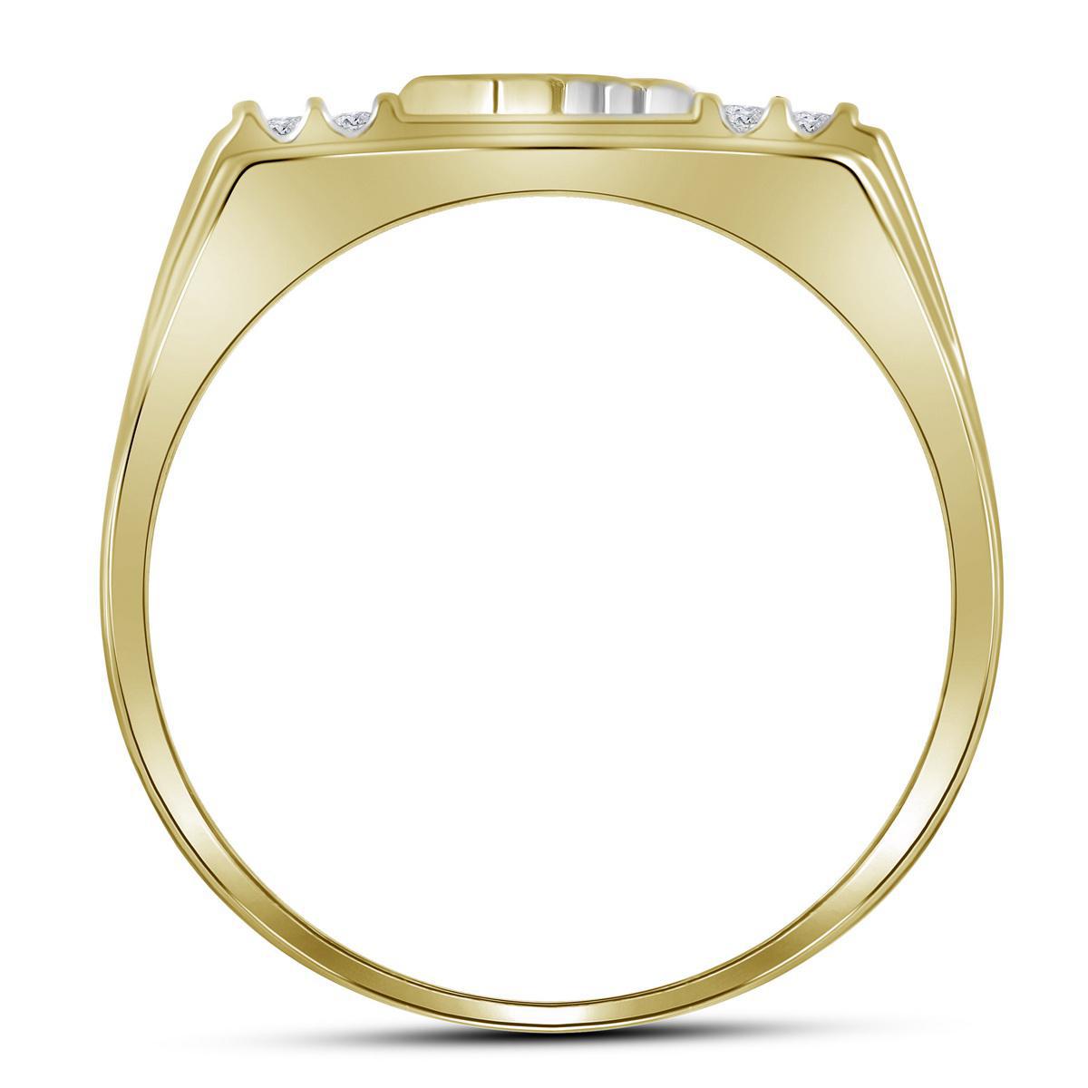 0.125ctw Diamond Dad Father Band Ring Mens 10K Yellow Gold