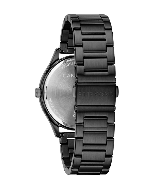 Caravelle by Bulova Min Max Black Tone Blue Dial Mens Watch 45C116