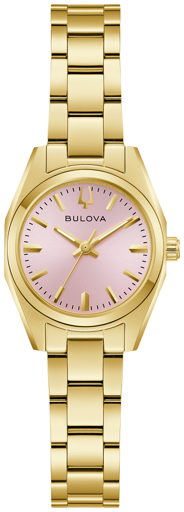 Bulova Surveyor Gold Tone Pink Dial Womens Watch 97L187