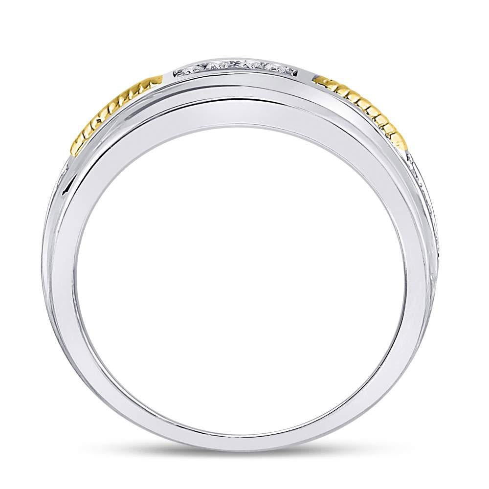 1/5cttw Diamond Mens Wedding Band 10k Two-tone Gold