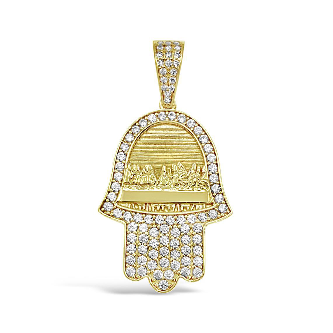 Hamsa Hand Last Supper Pendant 10k Gold Charm