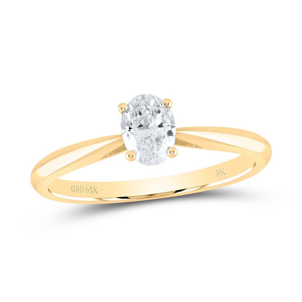 0.50 Ct Oval Diamond Solitaire Engagement Ring 14k Yellow Gold Bridal