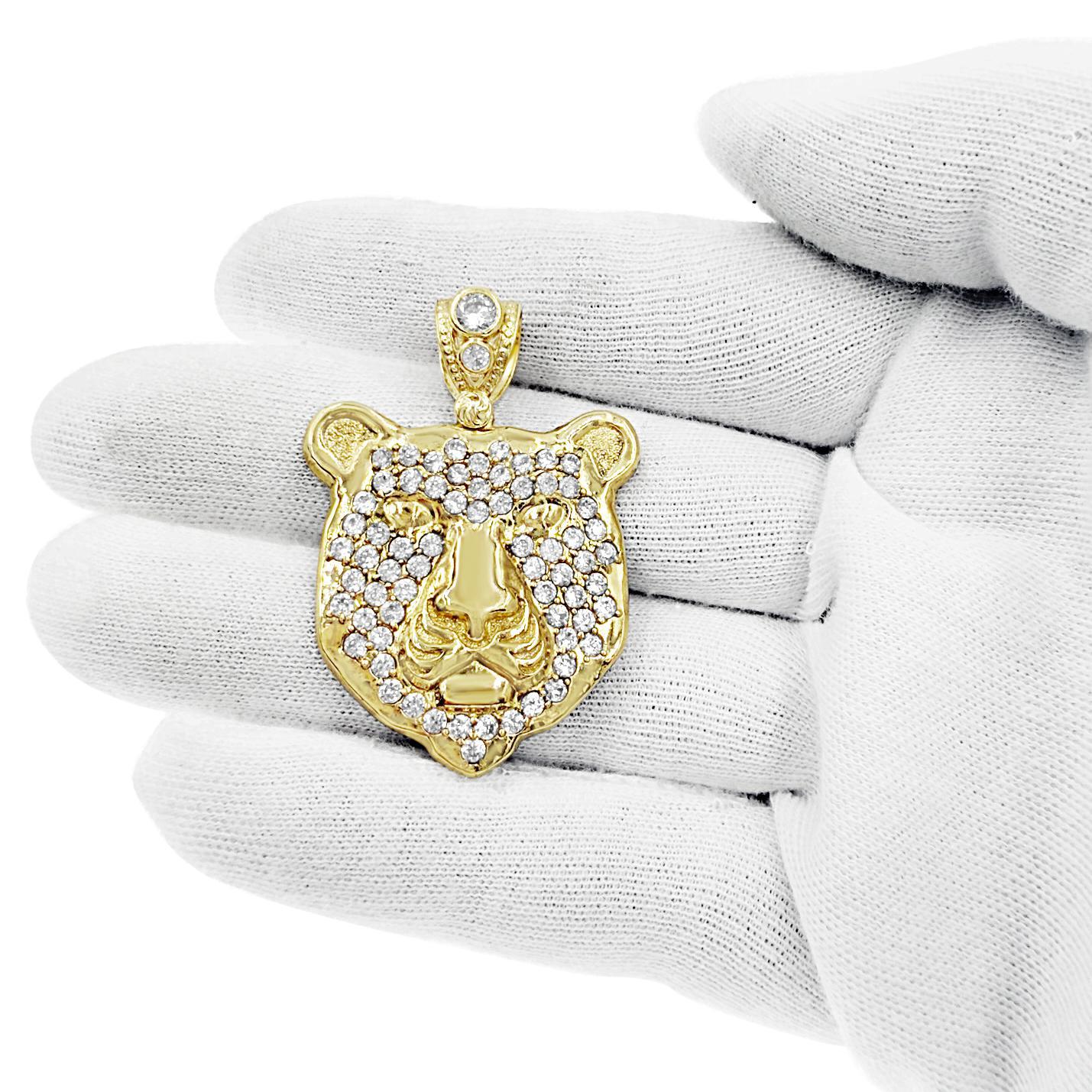 Tiger Head Pendant Real 10K Yellow Gold