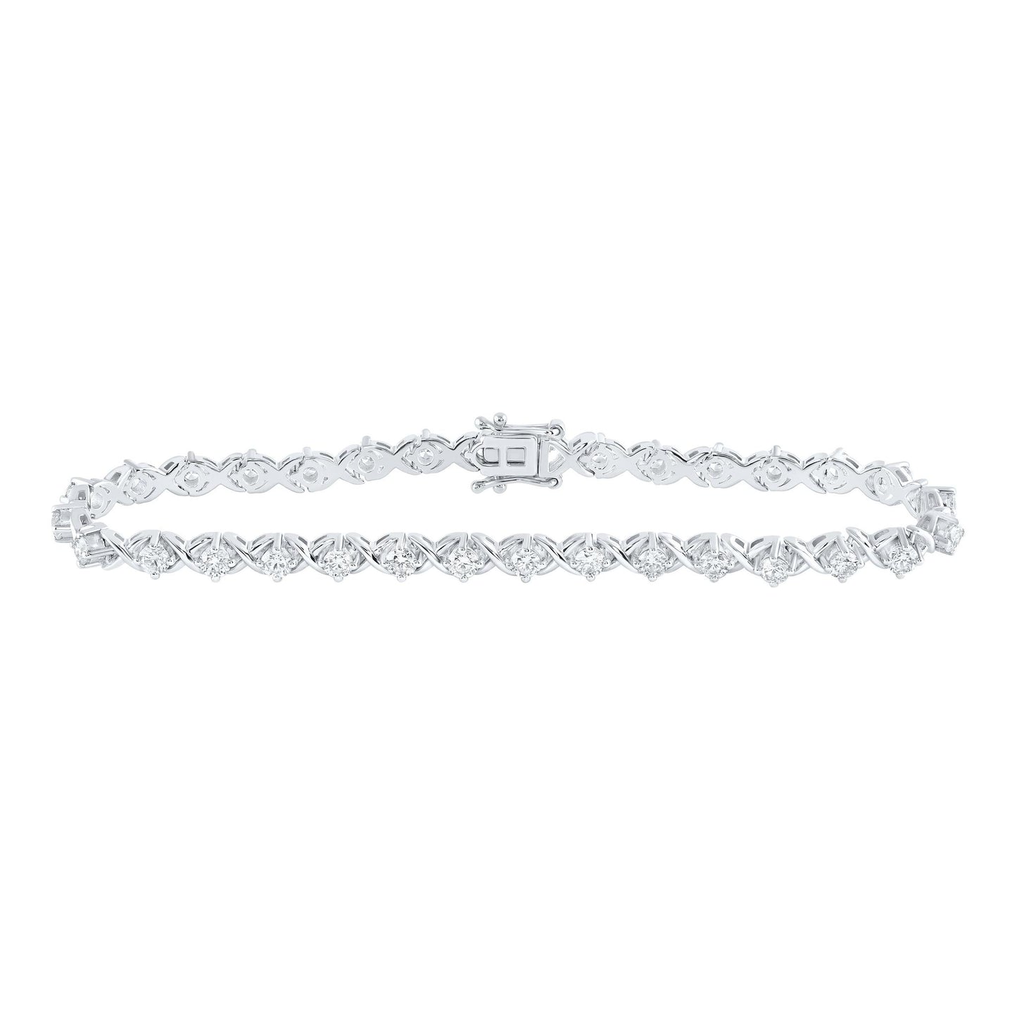 2.62 Cttw Round Diamond Womens Tennis Bracelet 14k White Gold