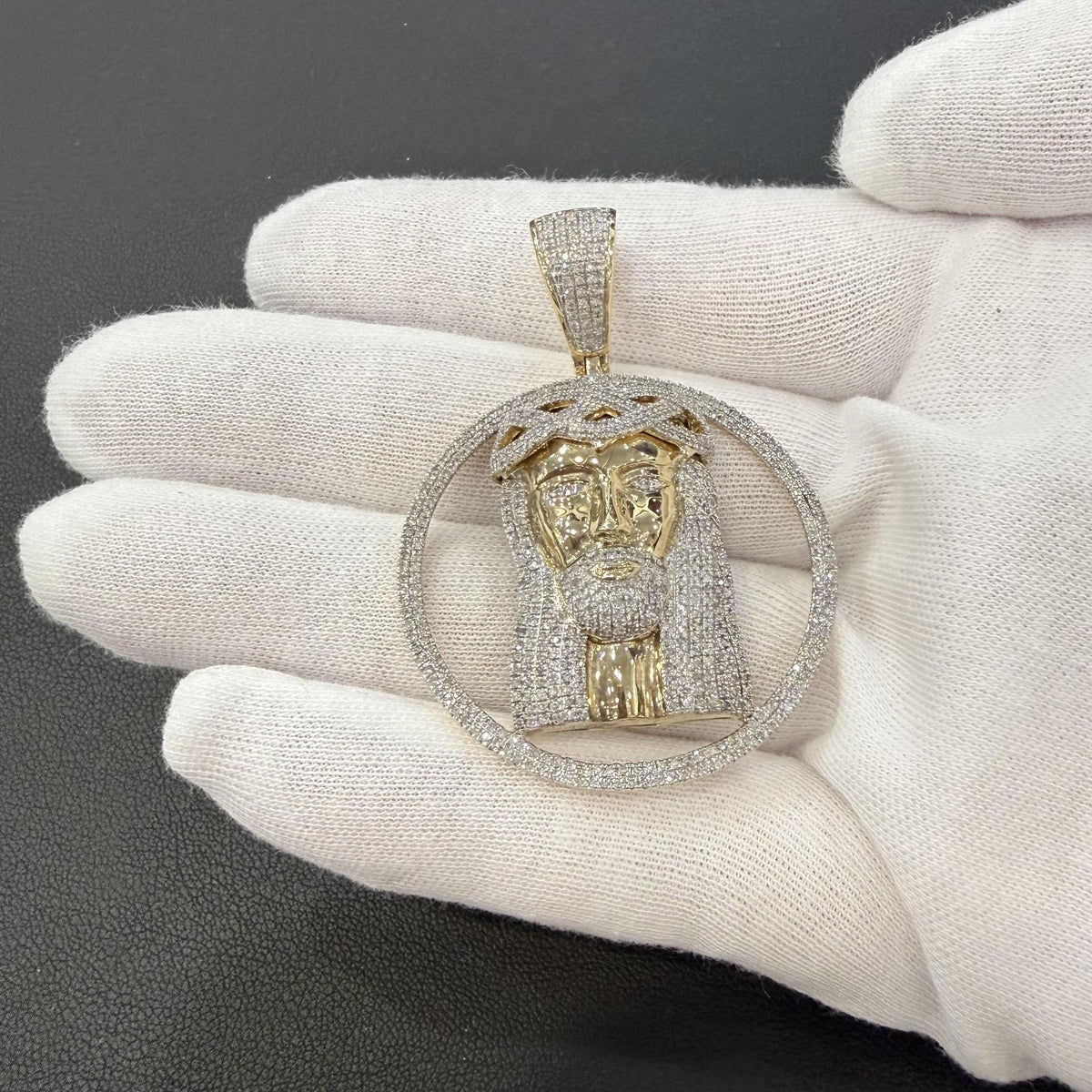 1.70ctw Diamond Jesus Pendant Charm 10K Yellow Gold