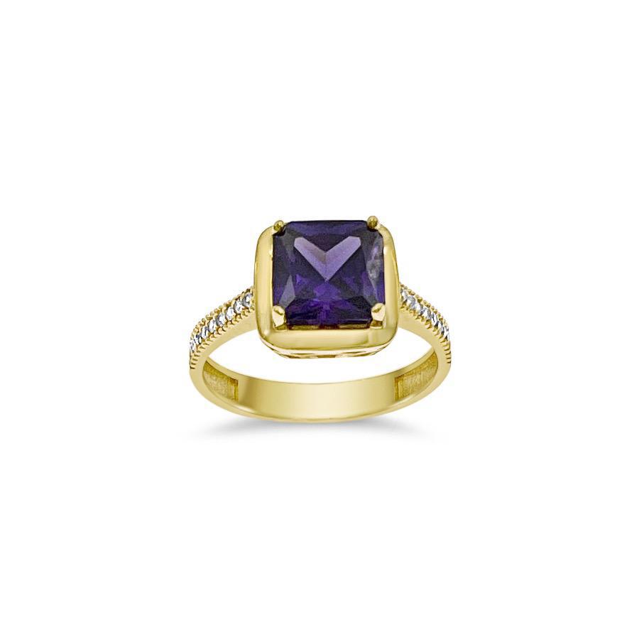 14k Gold Birthstone Ring Purple Women Band Size 7