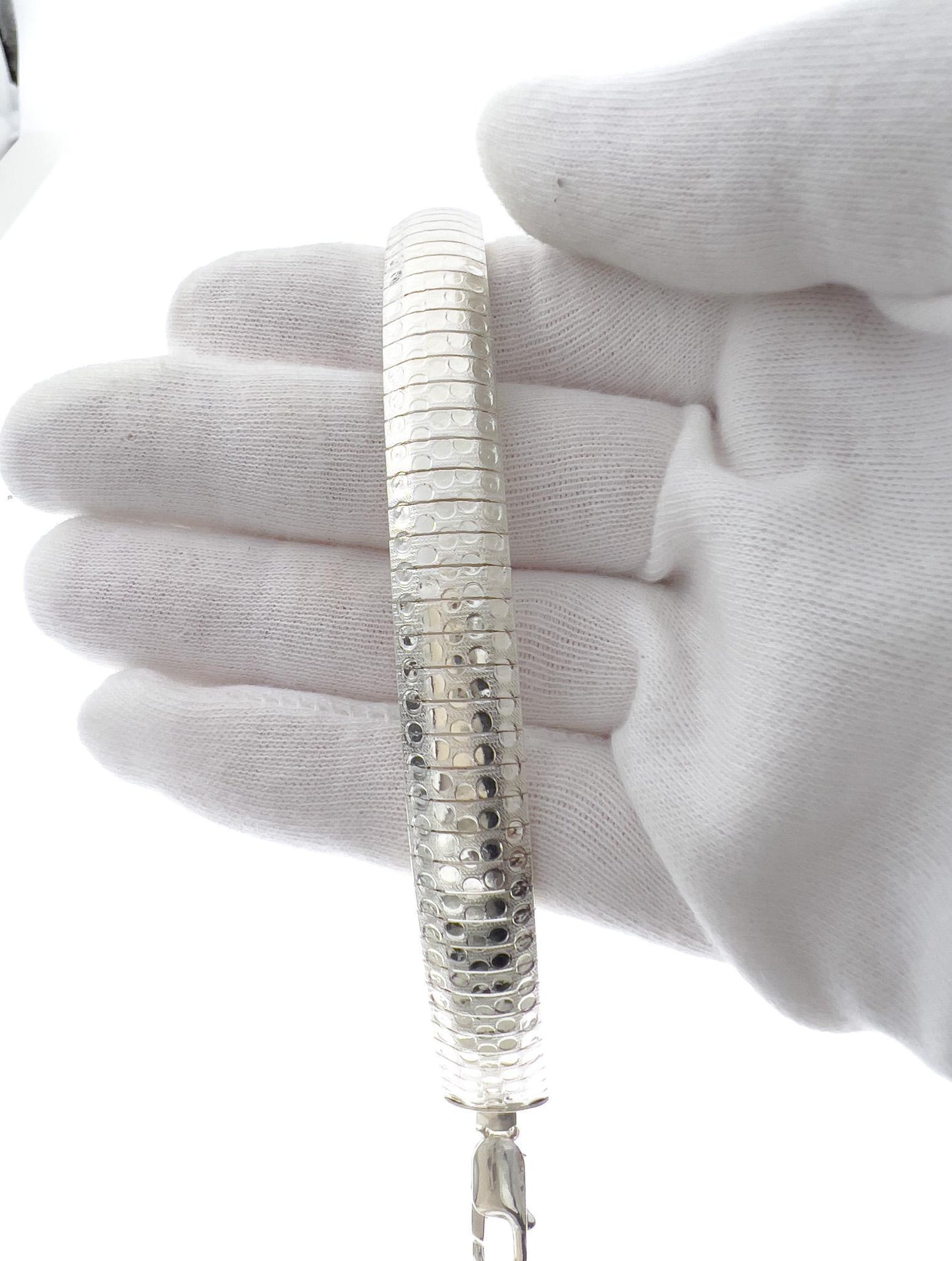 925 Sterling Silver 11mm Wide Flexible Link Bracelet