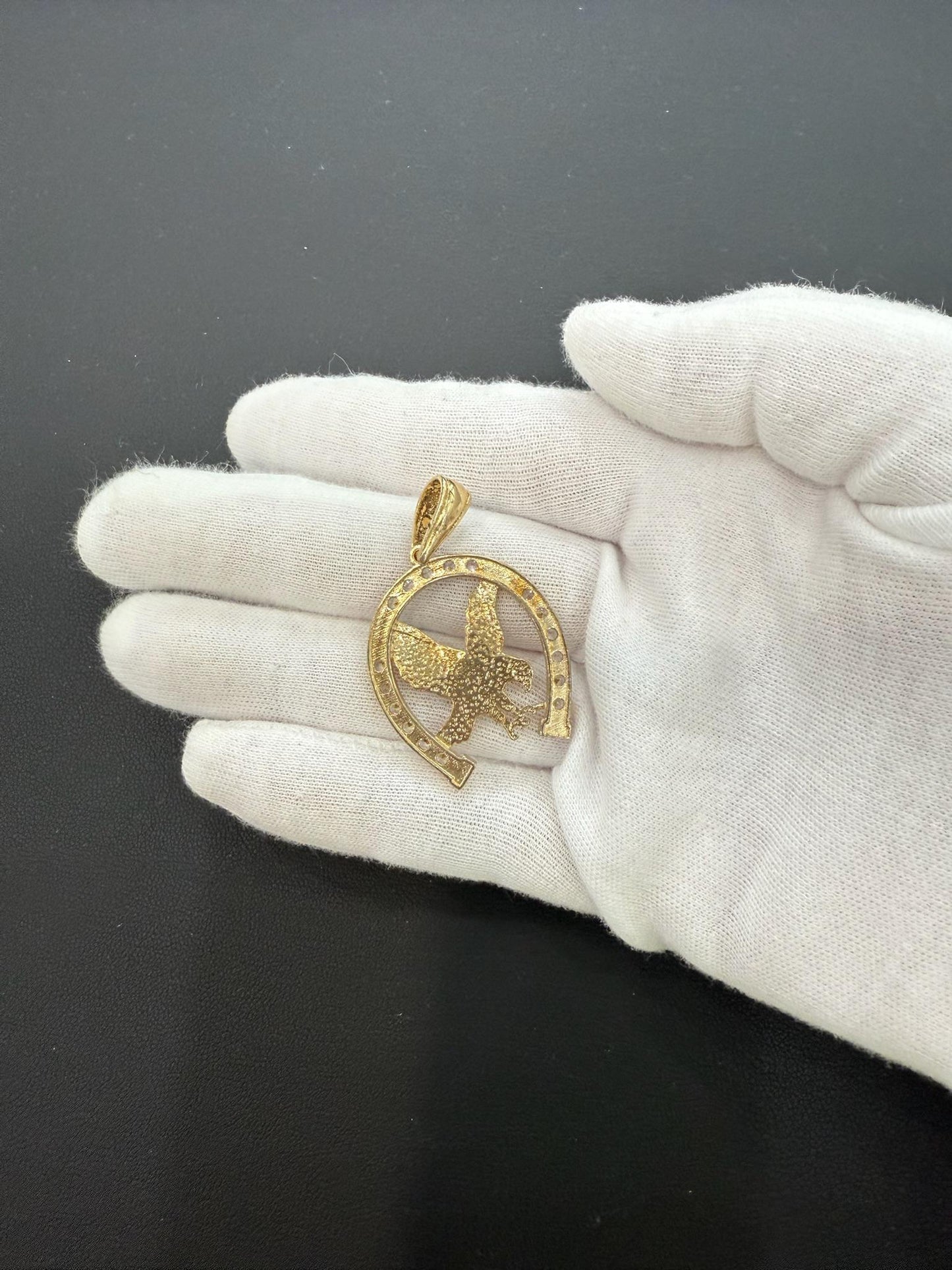 Eagle Circle Pendant 925 Sterling Silver Gold Plated