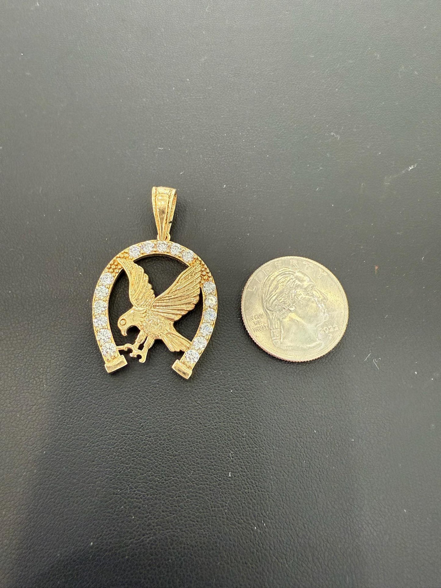 Eagle Circle Pendant 925 Sterling Silver Gold Plated