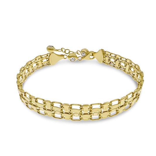 10k Yellow Gold Fancy Link Chain Bracelet 7 inch