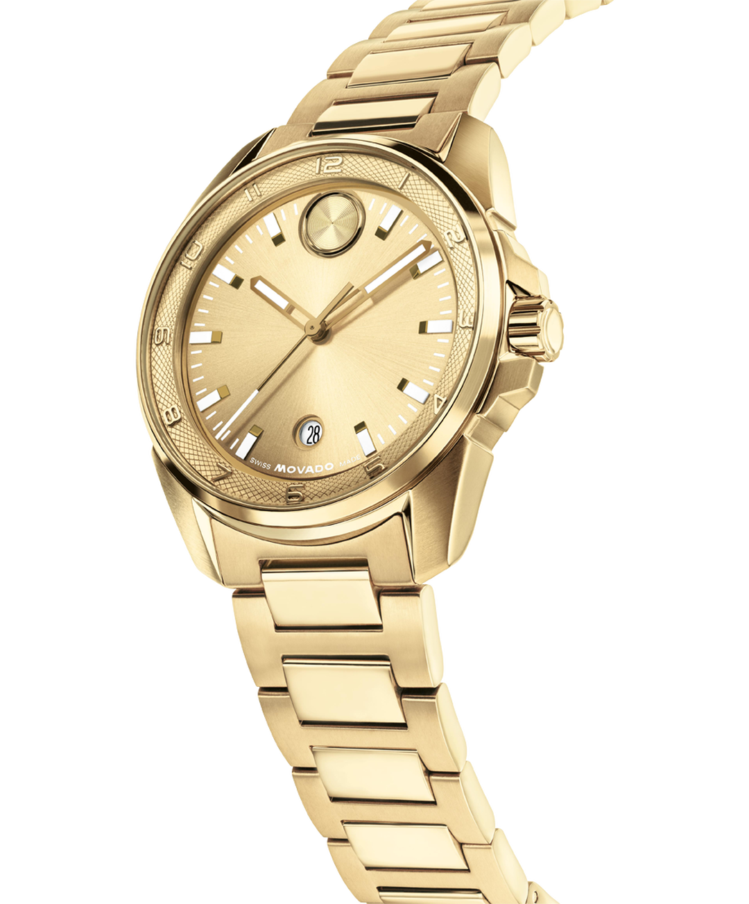 Movado BOLD Verso S Ionic Plated Gold tone Dial Mens Watch 3601392