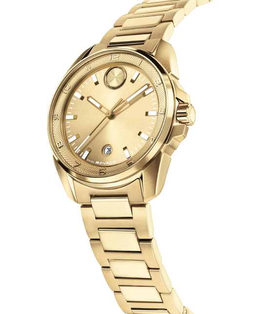 Movado Bold Verso S Ionic Plated Gold tone Dial Mens Watch 3601392