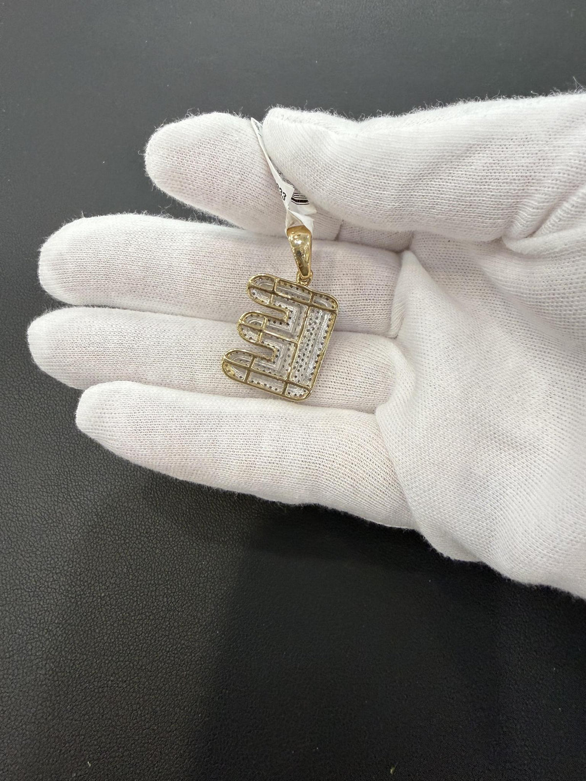 0.60ctw Diamond Bubble Letter E Initial Pendant 10K Yellow Gold