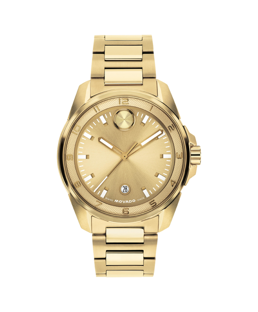 Movado Bold Verso S Ionic Plated Gold tone Dial Mens Watch 3601392