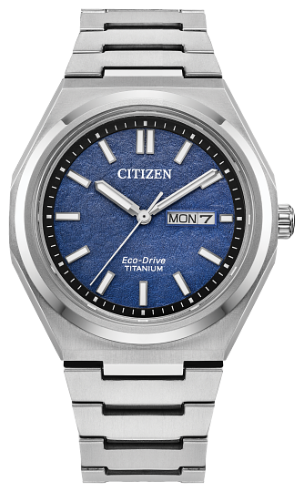 Citizen Zenshin Three-hand Blue Dial Super Titanium Mens Watch AW0130-85L