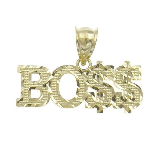 BOSS Pendant Charm Dollar Sign 10k Yellow Gold Diamond Cut