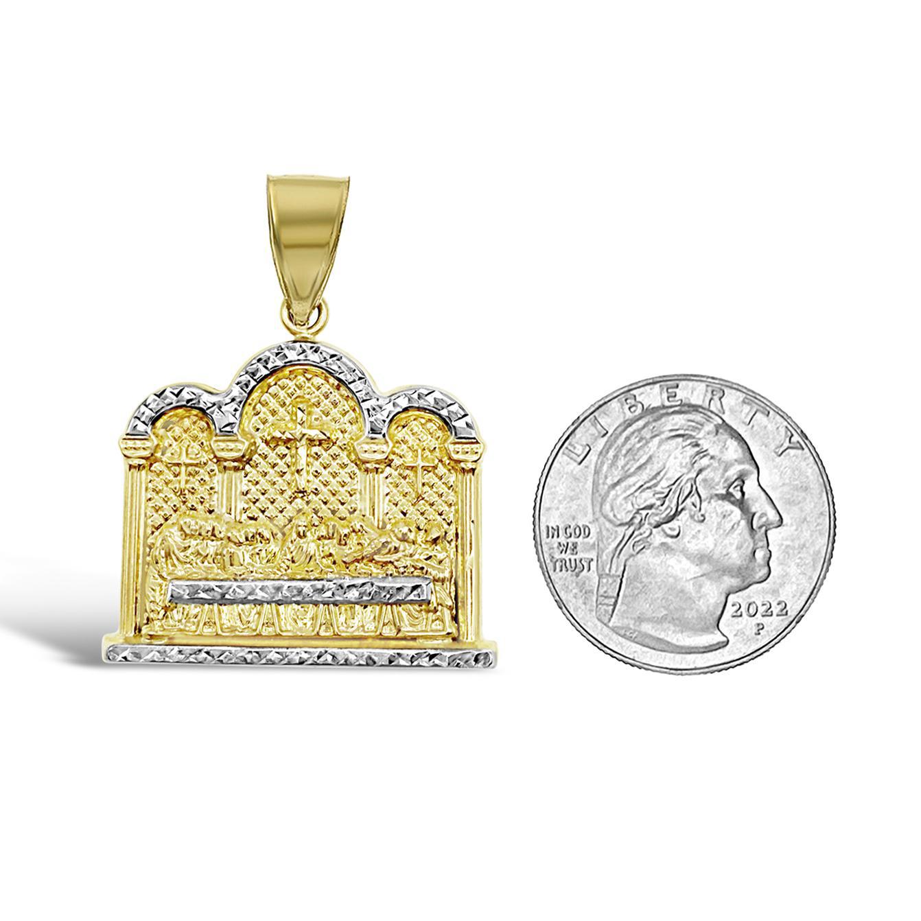 Last Supper Pendant Charm 10k Two Tone Gold 1.6 inch