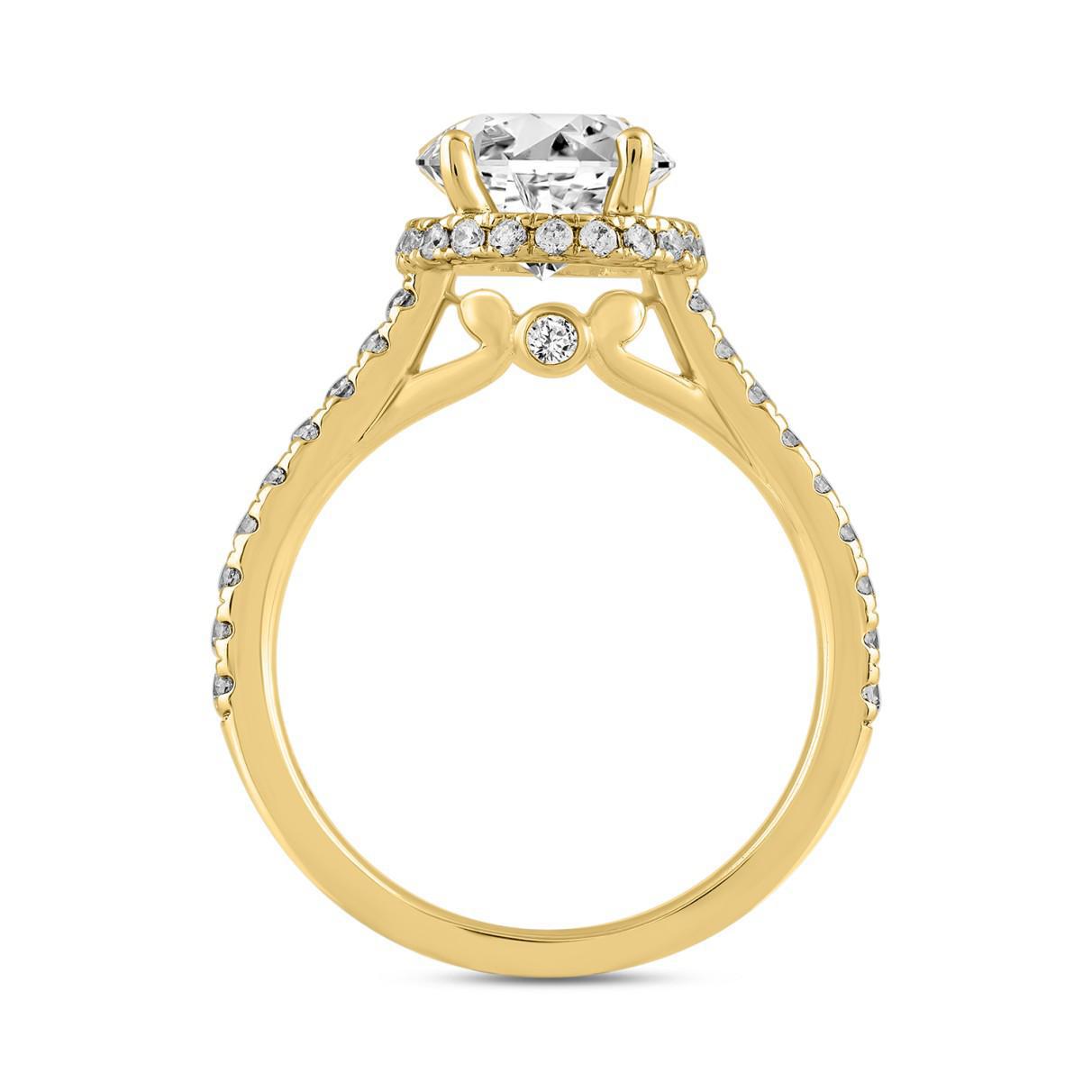 2.50 cttw Lab Grown Diamond Halo Engagement Ring 14k Yellow Gold