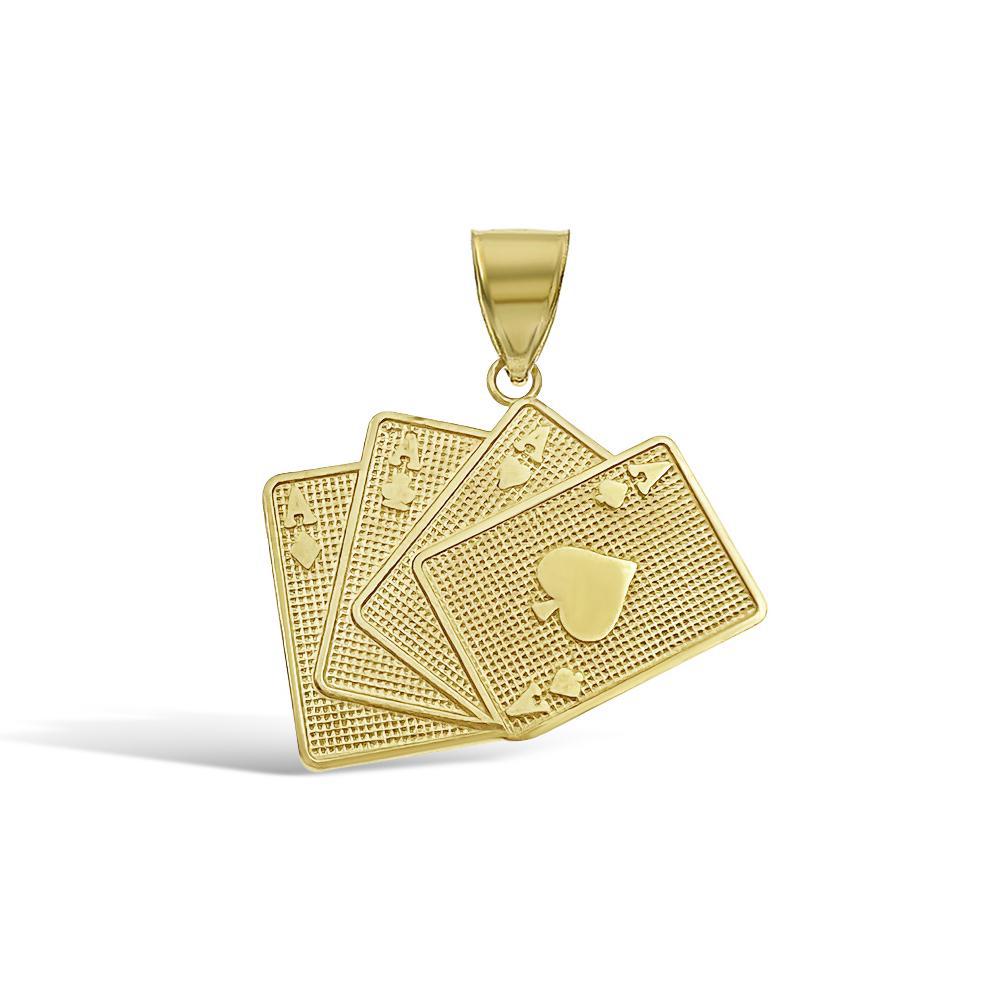 10k Yellow Gold Royal Flush Poker Playing Card Pendant Charm 1.1"